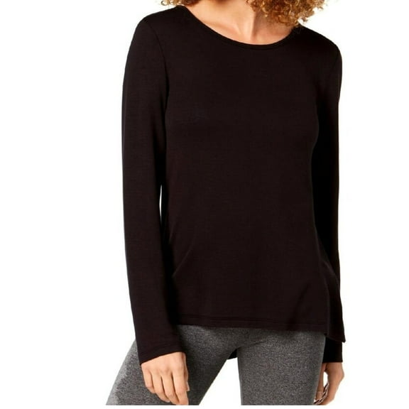 Ideology Womens Cutout Back Long Sleeve T-Shirt,Noir,Large