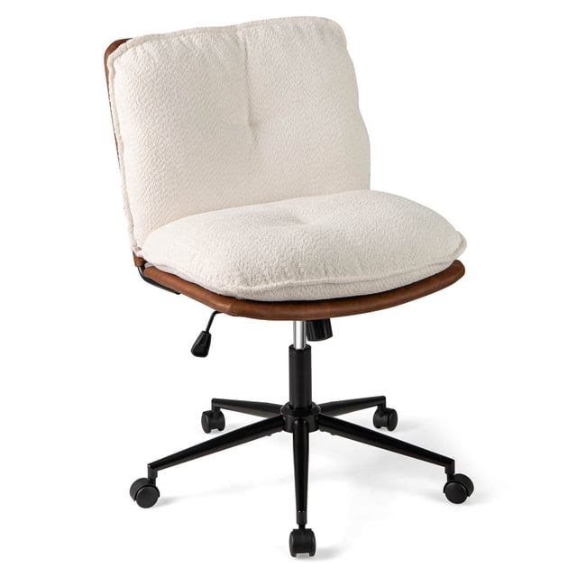 Costway Armless Home Office Chair with Rocking Backrest Swivel & Height Adjustable Seat