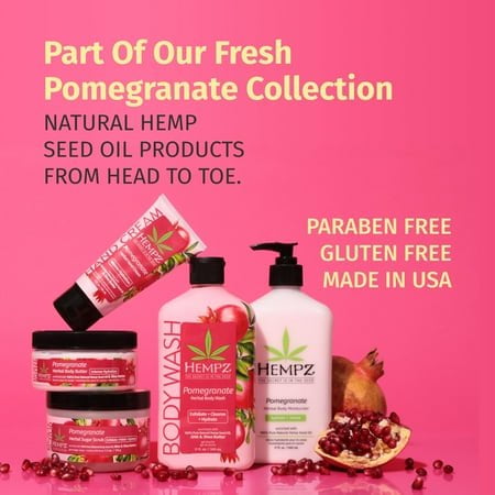 Hempz Herbal Body Moisturizer, Light Pink, Pomegranate, 2.25 Fluid Ounce