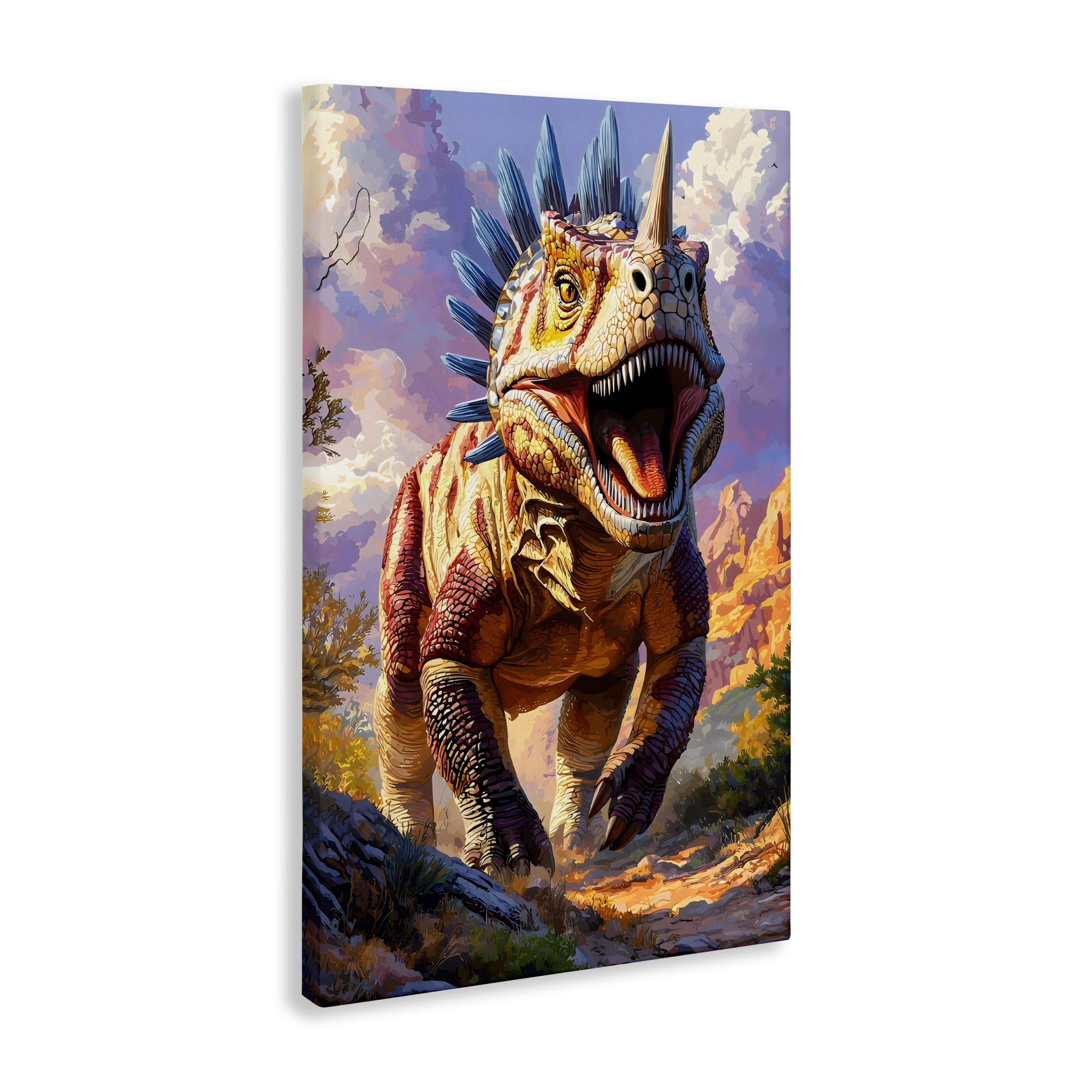 Stupell Industries Fierce Horned Dinosaur Canvas Wall Art, design by Creative Studio