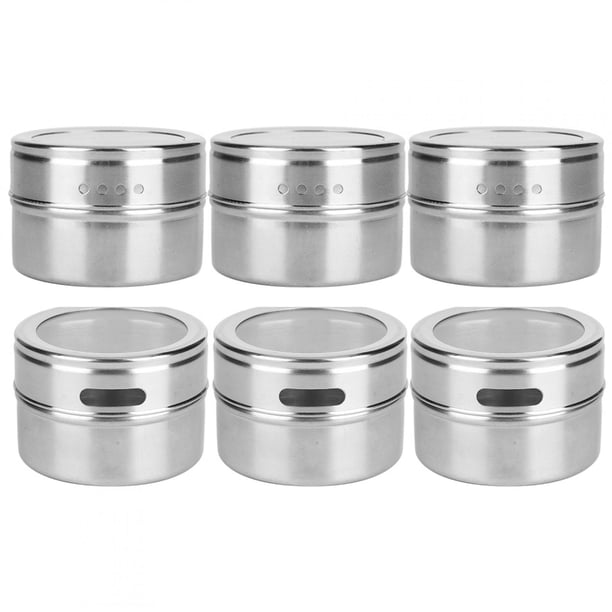 Frascos 6 Unids/set Caja De Condimentos De Acero Inoxidable Tarros De Tanque De Especias Contenedores De Almacenamiento De Condimentos De Pimienta