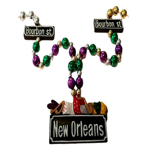New Orleans Bourbon Street Casino Mardi Gras Bead Necklace