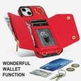 thumbnail image 3 of ShellTech for iPhone 14 Wallet Case with Cross Body Chain,Zipper Case Cover with Coin Pocket Lanyard,Red, 3 of 10