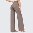 thumbnail image 4 of Womens Straight Leg Pants Petite Bootcut Wide Leg Drawstring Sweatpants High Waisted Yoga with Pocket Lounge Baggy Pants Fleece Lined Casual Stretch Jogger Pants Beige L, 4 of 6
