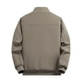 thumbnail image 3 of Bomber Jacket Men Windproof Winter Coats Fleece Lined Warm Full Zip Casual Quilted Jacket Outdoor Sport Daily Wear Windbreaker,Khaki,XL, 3 of 3