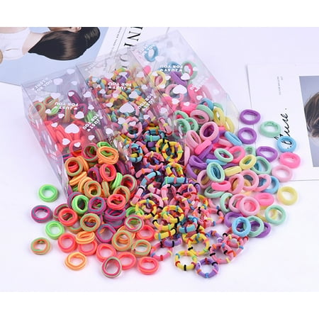 Hair Ties, 100PCS No Damage Elastic Seamless Hair Bands Ponytail Holders Hair Styling Accessories for Kids Baby Girls Teens Child Women, Black/Multicolor