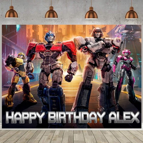 Trans-former Decor Backdrop for Birthday Decorations, Cute Banner for Trans-former Party Supplies