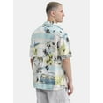 thumbnail image 3 of No Boundaries Printed Rayon Button Up Resort Shirt with Short Sleeves, Men's & Big Men's, 3 of 5