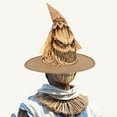 thumbnail image 7 of Halloween Scarecrow Patch Witch Hat Brown Scarecrow Wizard Hat for Women Halloween Party Cosplay Costume Headwear Accessory, 7 of 7