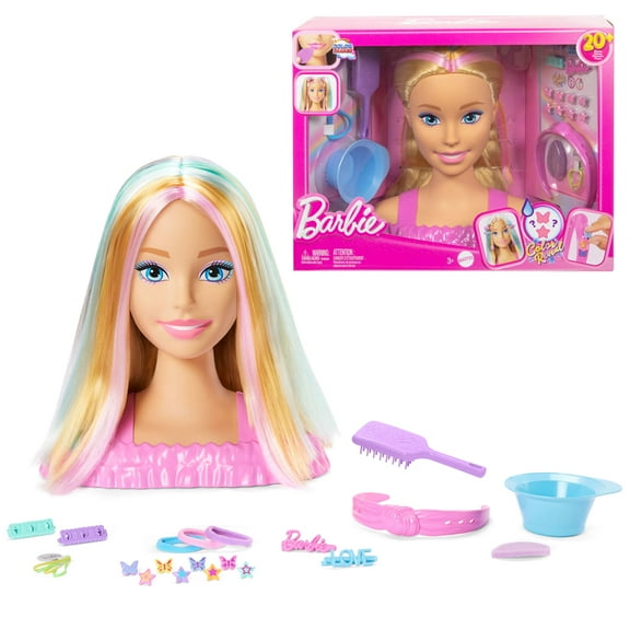 Barbie Doll Styling Head, Blonde Hair with 20  Hair Styling Accessories, Star, Buttery Fly Clips