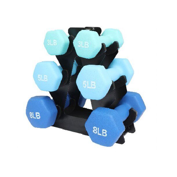 Neoprene 32Lb. Dumbbell Set with Steel Dumbbell Rack, Blue
