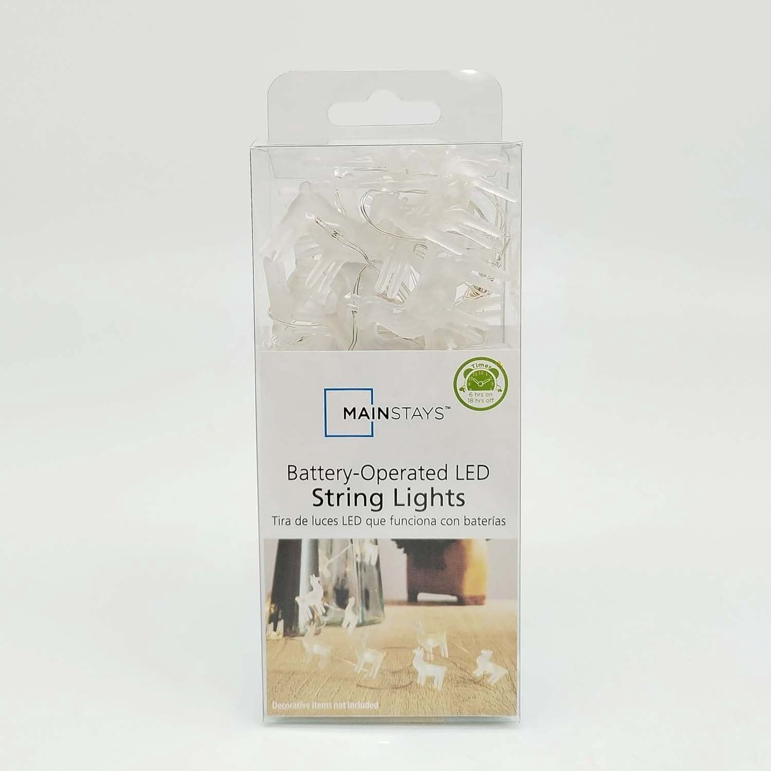 Mainstays 6ft Llama Indoor LED Fairy String Lights with Battery Operated Automatic Timer - 18 LED Lights