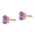 thumbnail image 2 of 14k Yellow Gold Oval February Amethyst Earrings Birthstone Stud Gemstone, 2 of 7