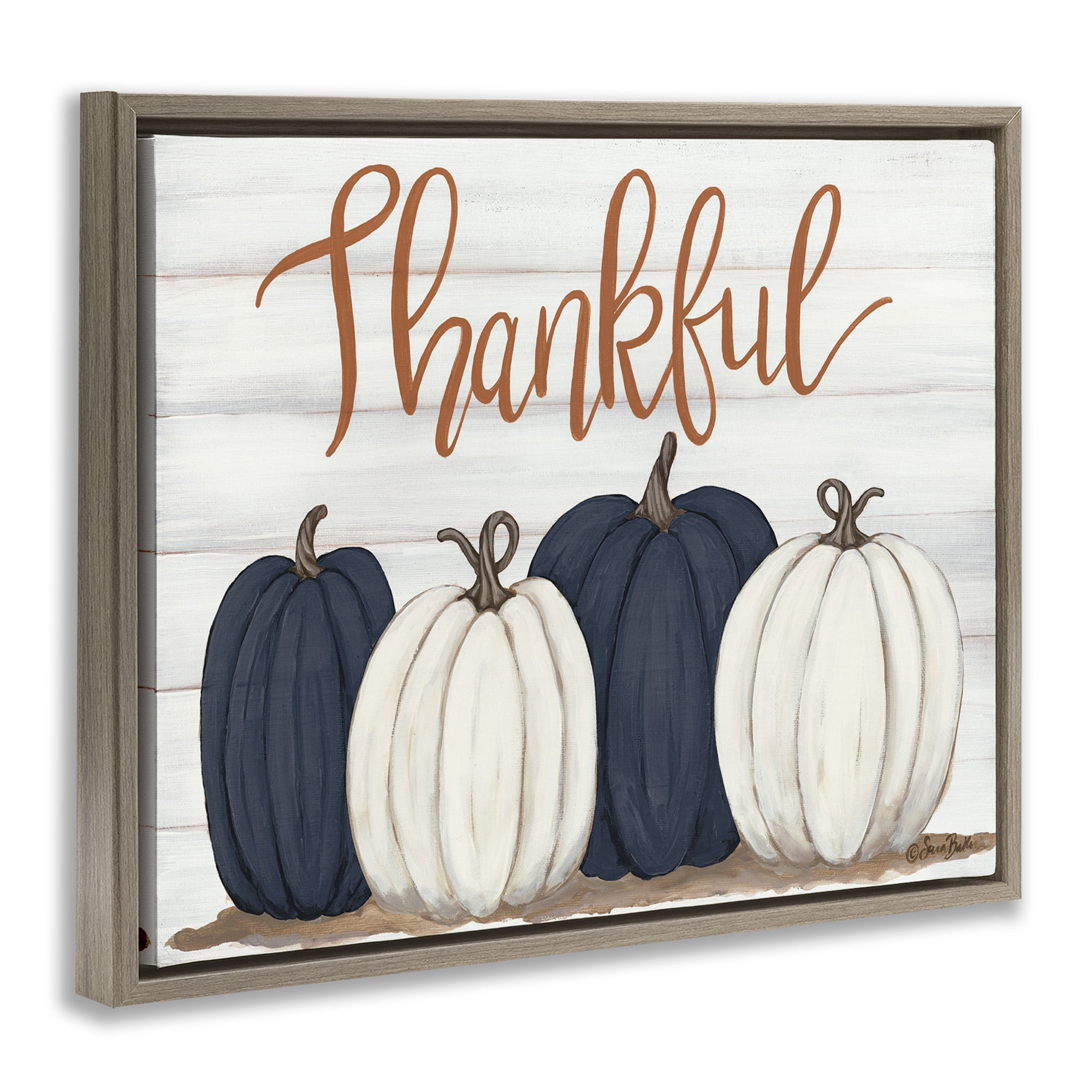 Stupell Industries Autumn Farm Pumpkin Harvest Typography Painting Brown Floater Framed Canvas Art Print Wall Art, 31 x 25