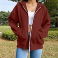 thumbnail image 2 of Hoodie for Women Dqueduo Women's Solid Color Thickened Fleece Zip-Up Hooded Long Sweater Jacket – Casual Winter Coat Red M, 2 of 7
