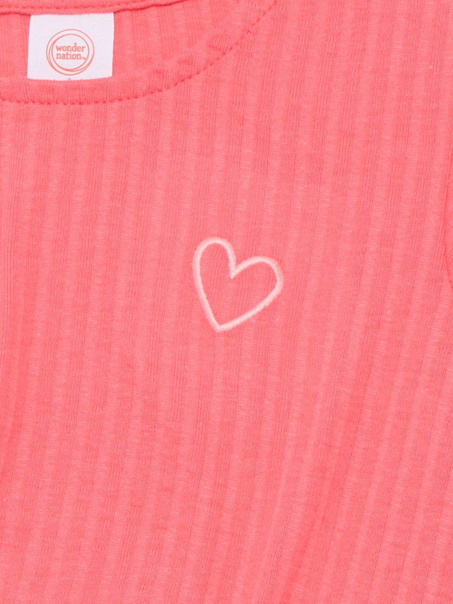 Wonder Nation Girls Blouse with Short Flounce Sleeves, Sizes 4-10