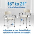 thumbnail image 4 of Medline Shower and Bath Chair with Back and Armrests for Elderly, 13.5 in Seat, Gray, 350 lb Weight Limit, 4 of 7