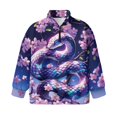 thumbnail image 4 of Uorisanigo Girls Half Zip Pullover Sweatshirt Oversized Cherry Blossom Snake Long Sleeve Pullover Top Outerwear No Hood Fashion Drop Shoulder Jackets Hoodies Fall Clothes, 4 of 7