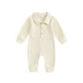 thumbnail image 2 of Musuos Baby Boys Spring Fall Jumpsuit, 3M 6M 12M 18M Long Sleeve Turn-down Collar Solid Romper Casual Newborn Clothes, 2 of 9