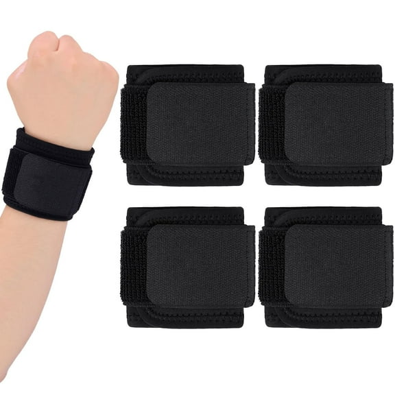 Lsupdaol 4 Pcs Wrist Brace for Lifting Carpal Tunnel Wrist Brace for Work Adjustable Hand Support Right and Left Hands Guard for Men Women(Black)