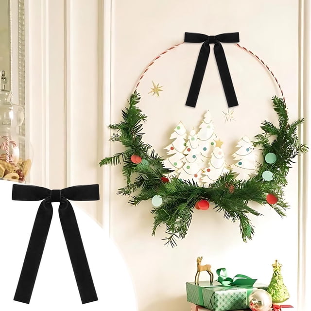 Set de 16 Lazos de Terciopelo para Decorar El Árbol de Navidad | Material de Terciopelo de Lujo | Decoración Festiva | Fácil de Colocar | Decoración Versátil