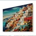 thumbnail image 2 of Designart "Cityscape Popart Colorful Santorini painting VI" Santorini Print on Natural Pine Wood, 2 of 5