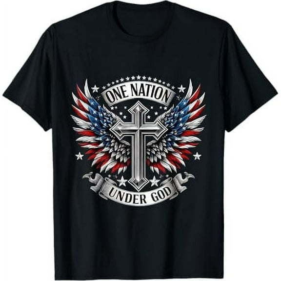 One Nation Under God Flag 4th of July Patriotic Christian T-Shirt USA American Flag Shirt Independence Day Freedom Tee