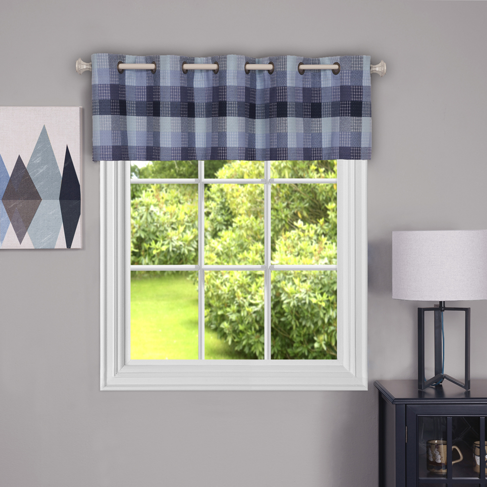 Achim Harvard Rod Pocket Light Filtering Curtain Tier Pair, Blue, 57" x 36" - image 4 of 6
