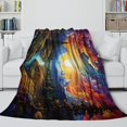thumbnail image 4 of Throw Blankets Colorful Sunset Jungle Print Fleece Throw Blanket Bed Couch Sofa, 4 of 5