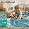 thumbnail image 4 of ODIKA Pvc Bottom Transitional Swirl Scattered Motifs Blending Splicing for Dorm Room, Small Living Apartment, Stain Resistant Low Profile, 4 of 7