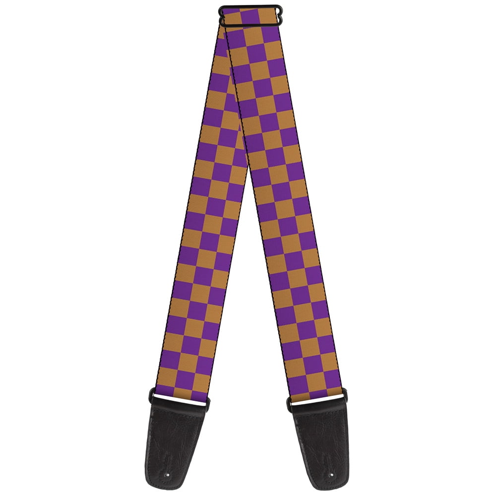 Buckle-Down Guitar Strap, Checker Purple Gold, 2 Inches Wide