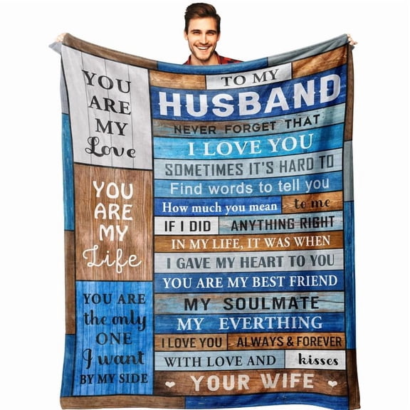Gifts for Husband, Husband Gifts, Husbands Birthday Gift, Hubby Gifts from Wife, Valentines Fathers Day Wedding Anniversary for Husbands, I Love You Blanket 50" X 60"