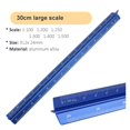 thumbnail image 3 of Yazoeia Scale Ruler, Metal Scale Ruler, Aluminium Architectural Scale Rule 1:100,1:200, 1:250,1:300, 1:400, 1:500,Blue,30CM CJC912-142702, 3 of 7