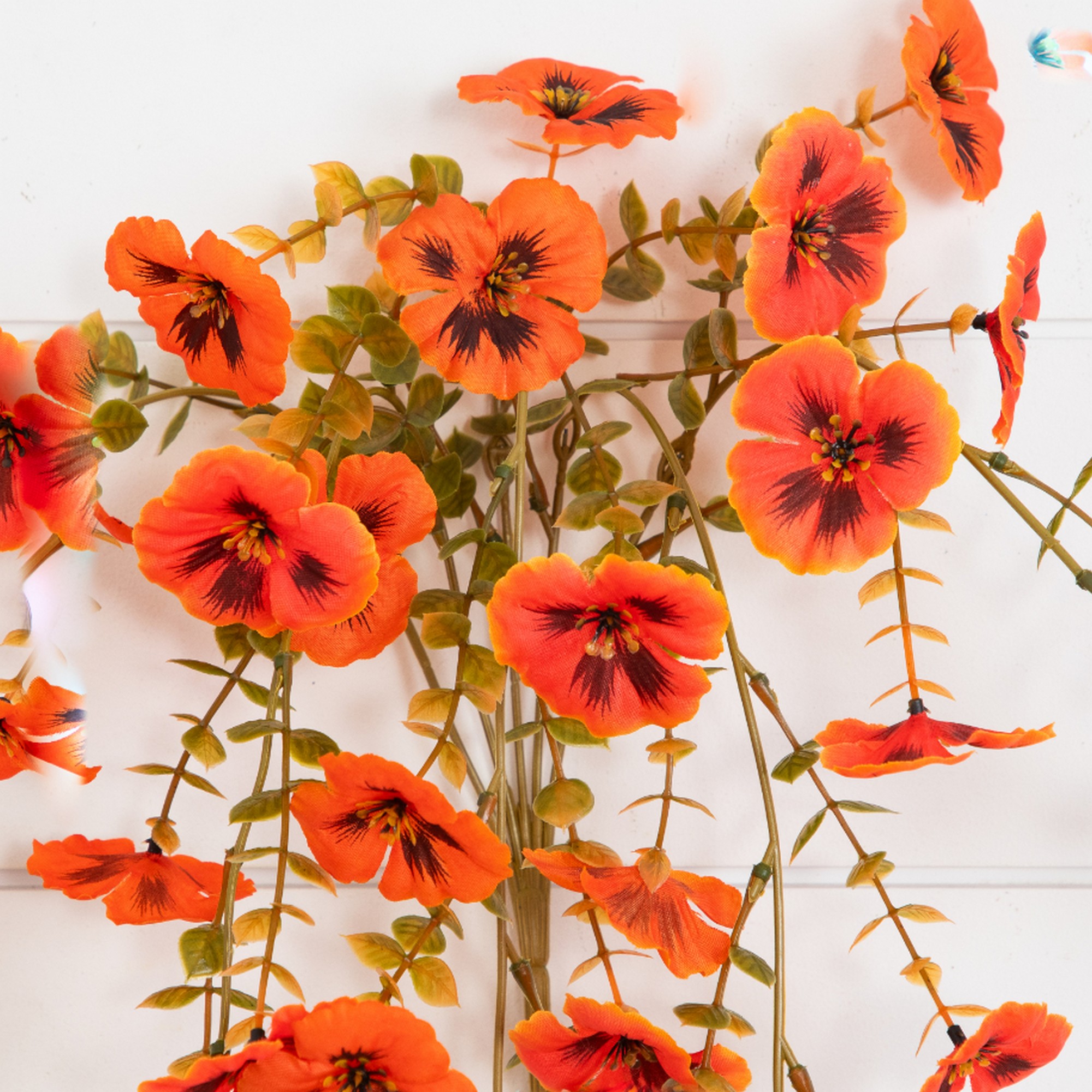 28in. UV Resistant Autumn Artificial Fall Pansy Hanging Plant (Indoor/Outdoor) - Set of 4