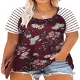 thumbnail image 2 of CHUANK Raglan T Shirts Short Sleeve Basic Tunic Blouse Summer Floral Tops for Plus Size Women, 2 of 8