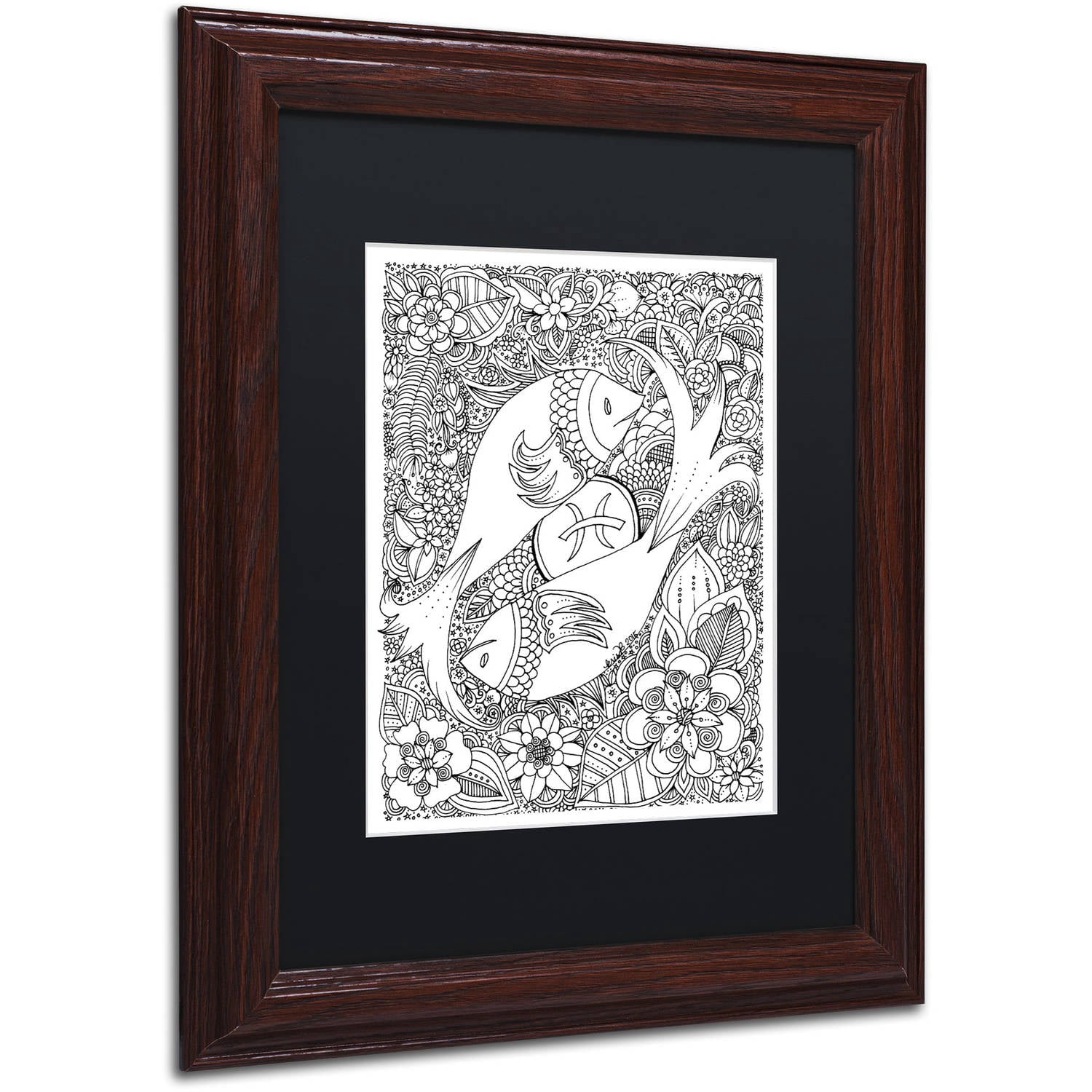 Trademark Fine Art 'Fish' Canvas Art by KCDoodleArt Black Matte, Wood Frame