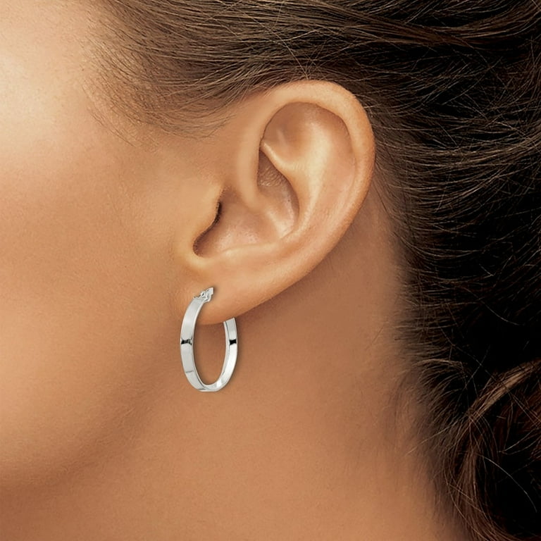 925 Sterling Silver Polished Hinged post 20mm Hoop Earrings Measures 21x21mm Wide 2.75mm Thick Hoop Earring for Women