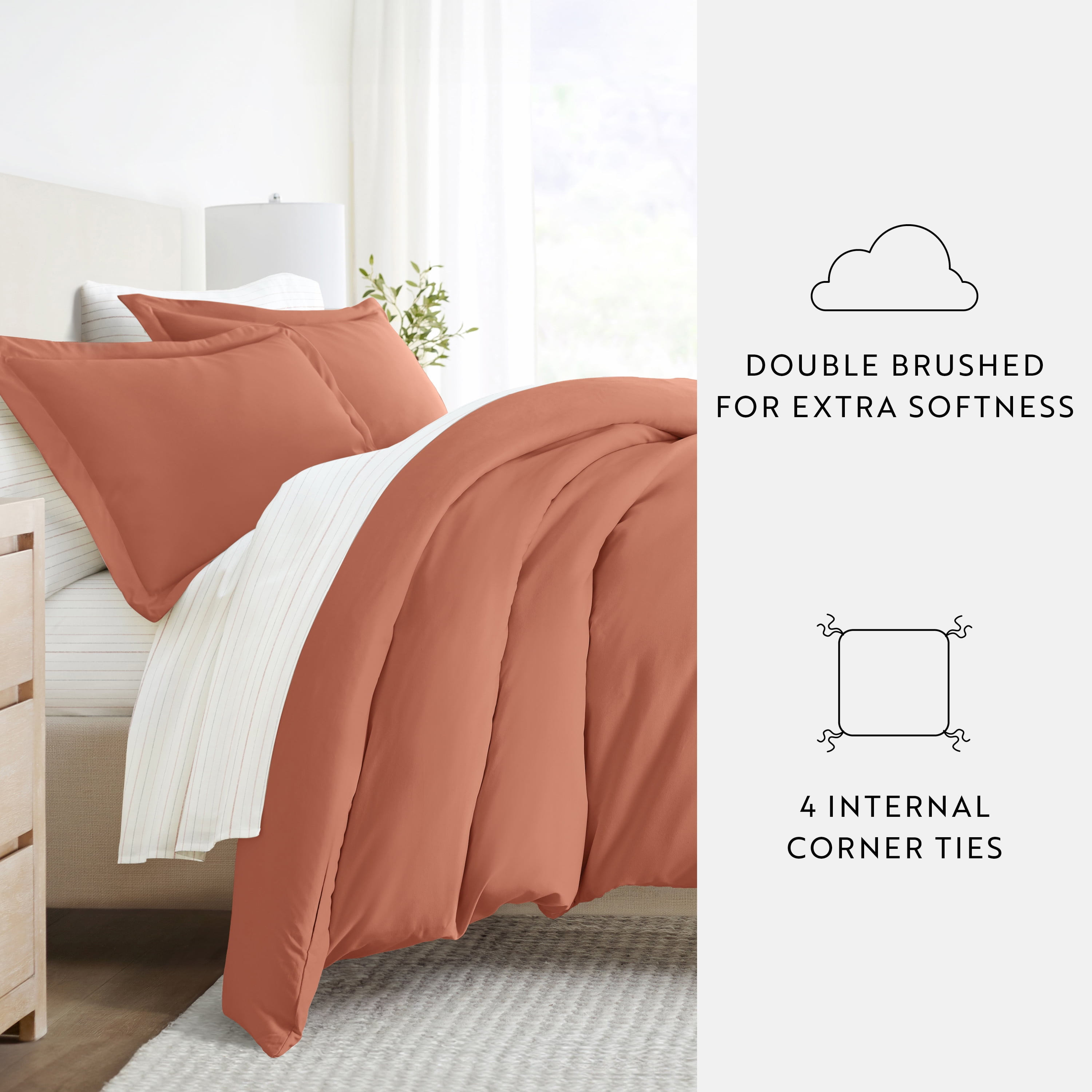 Noble Linens 8 Piece Solid Duvet Bundle in Clay, Queen
