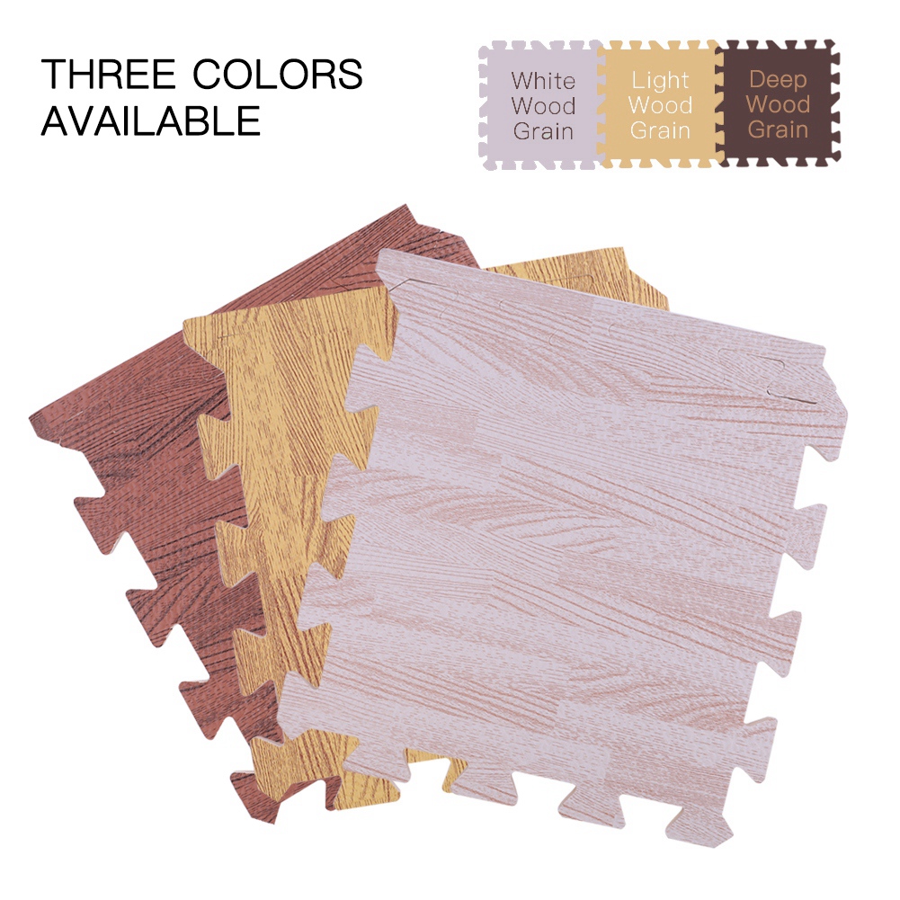 Ejoyous 9pcs 30*30cm Imitation Wood Soft Foam Exercise Floor Mats Gym