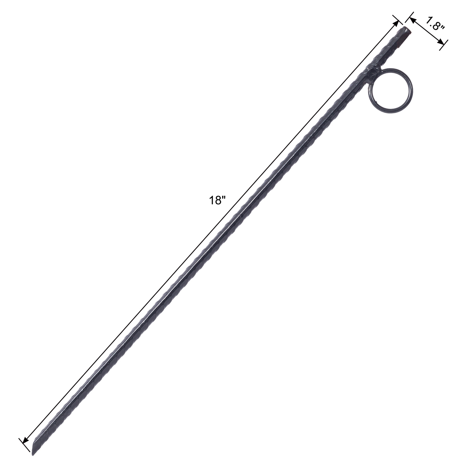18" Heavy Duty Tent Stakes 6 Pack, Galvanized Steel Rebar Ground Anchors for Canopy, Camping, Tarp, Rust Resistant Metal Pegs with Loop for Ropes