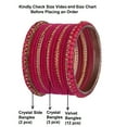 thumbnail image 4 of Efulgenz Indian Bangle Set Rhinestone CZ Crystal Bracelet Pink Bangle Velvet Bangle Boho Wedding Bridal Jewelry for Women Size-2.6, 4 of 5