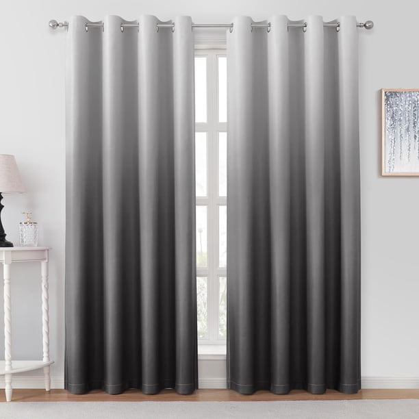 Cortinas opacas HOMEIDEAS, gris degradado, 132 x 213 cm, 2 paneles