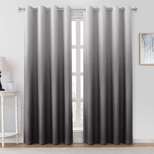 Cortinas opacas HOMEIDEAS, gris degradado, 132 x 213 cm, 2 paneles