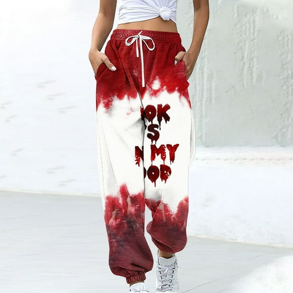 WXLWZYWL Womens Halloween Sweatpants Graphic Print Pants Drawstring Waist Joggers Casual Lounge Pants Athletic Workout Pants