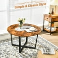 thumbnail image 2 of Giantex Round Coffee Table, Modern Leisure Tea Table w/X Base Metal Frame, Industrial Style Cocktail Table for Living Room Bedroom Office, Easy Assembly, 2 of 10