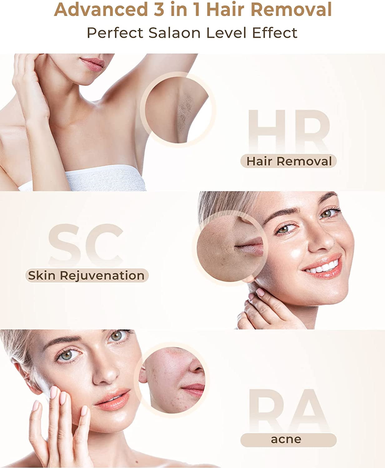 Buy Upgraded 3 in 1 At Home IPL Hair Removal, 9 Levels and 999,900