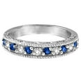 thumbnail image 3 of Designer Diamond and Blue Sapphire Ring Band 14k White Gold (0.59ct), 3 of 5