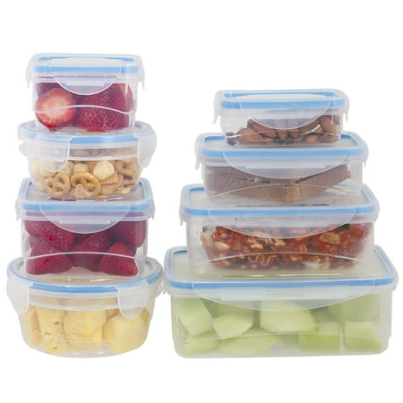 16 Pcs Plastic Food Storage Containers Set With Air Tight Locking