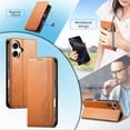 thumbnail image 6 of Allytechgroup Wallet Case for Apple iPhone 15 Pro Max, Rugged TPU Faux Leather Flip Cover with Shock-Absorbent Protection, Card & Cash Slots, Stand Holder, Anti-Scratch Wrist Strap Design, Brown, 6 of 12