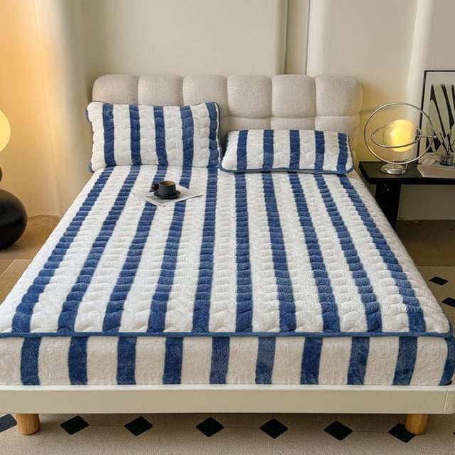 TIMIFIS Fitted Sheet Fitted Sheet Protective Cover For Bed Mattress Pocket Fitted Sheet Winter Warm Breathable Non Slip For Care Bed Sheet Quilted Fitted Sheet New Home Essentials